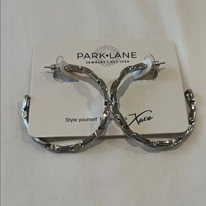 Park Lane Textured Silver Hoop Earrings